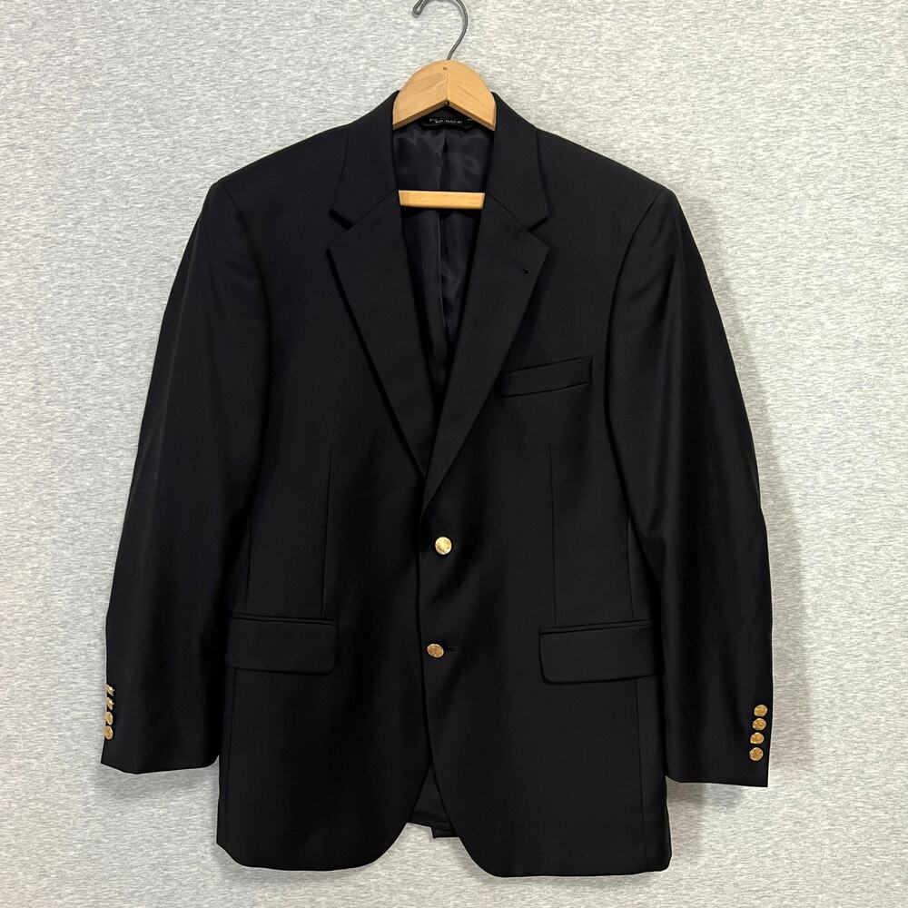 Jos A Bank Signature Wool Blazer‎ Mens 41R Dark Navy Gold Buttons Classic Preppy